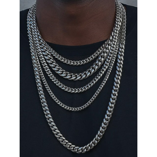 ChainsHouse Cuban Chain Necklace for Men,Chunky Curb Link Necklaces for Women Hip Hop Necklace Chains, 14" 18" 20" 22" 24" 26" 28" 30" Length,??Miami Chains 6mm/10mm/14mm Width),with Gift Box