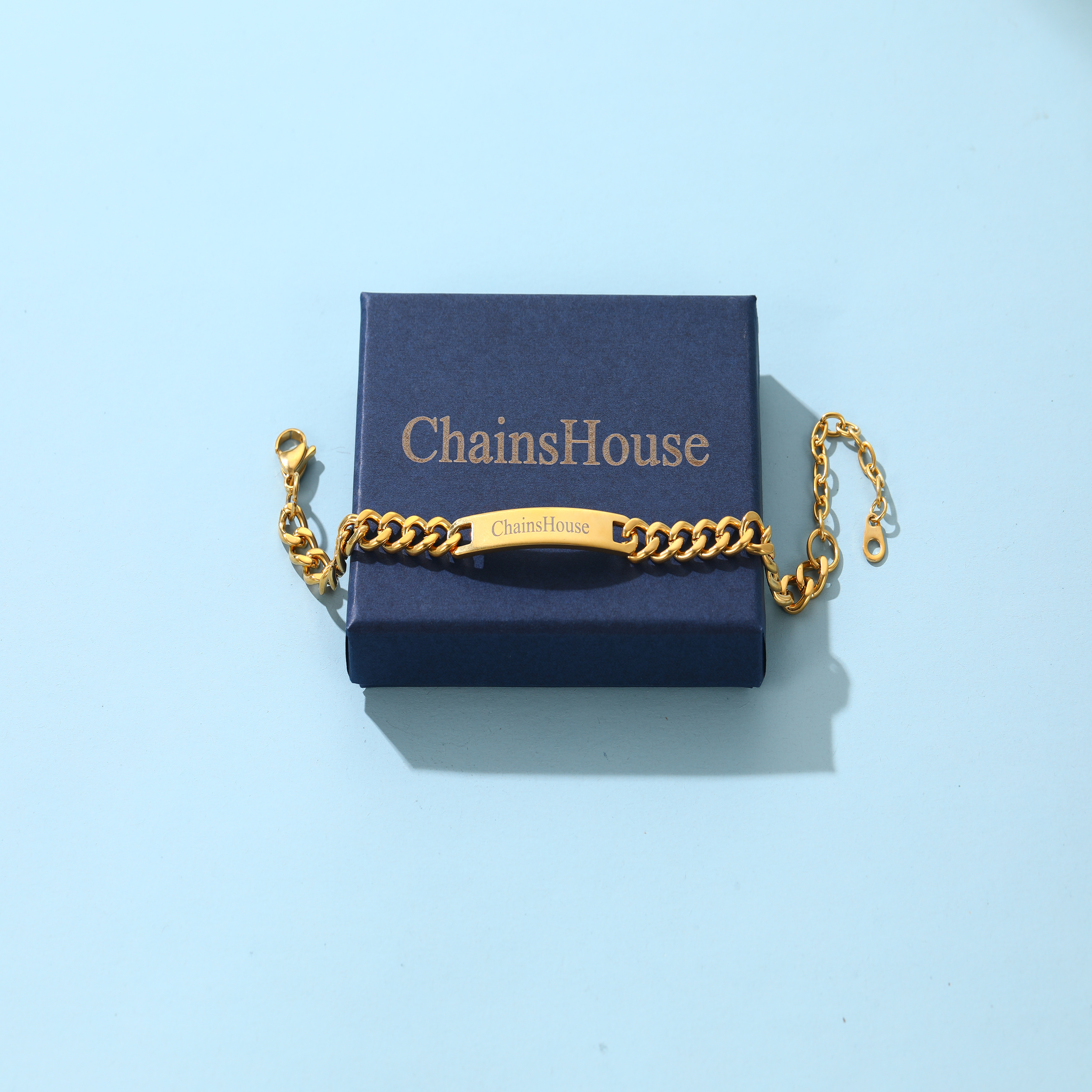 ChainsHouse Custom Bracelets for Men Women, Name Date Initial Quote Engraved Personalized Bracelet, Gold ID Bracelets,Come with Gift Box