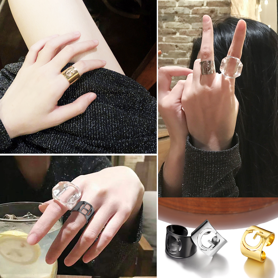 ChainsHouse Initial Signet Rings for Women/Men,Black Custom Letter A-Z Ring for Girls Boys Adjustable Name Alphabet Ring Personalized Jewelry Birthday Gifts��Box��