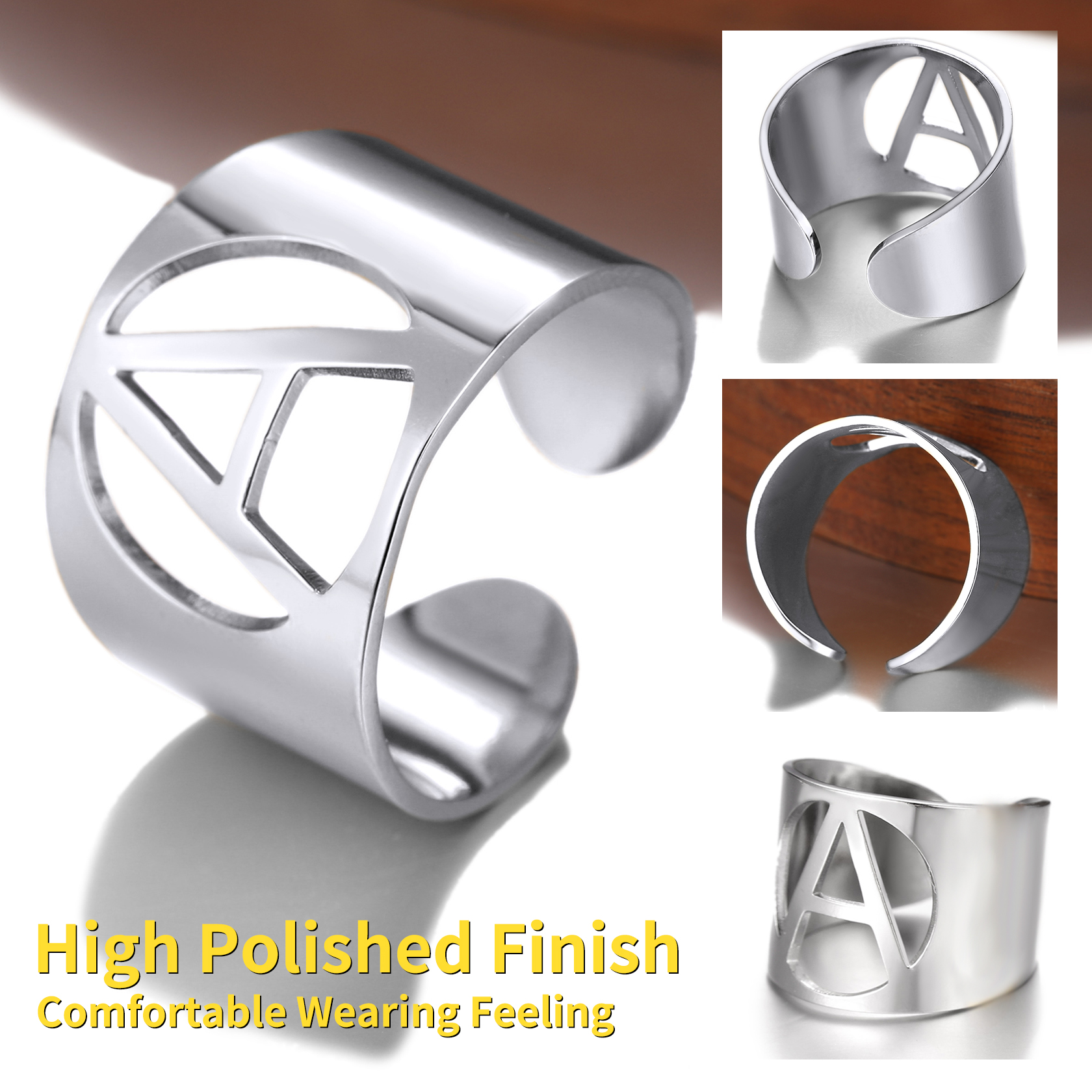 ChainsHouse Initial Signet Rings for Women/Men,Black Custom Letter A-Z Ring for Girls Boys Adjustable Name Alphabet Ring Personalized Jewelry Birthday Gifts��Box��