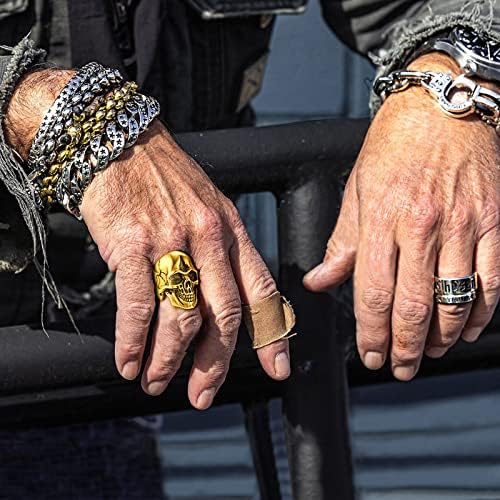 ChainsHouse Gothic Skull Rings for Men/Women,Stainless Steel Biker/Head Skeleton Punk Rings Size 7-14 for Halloween Day Party Gift��Box��