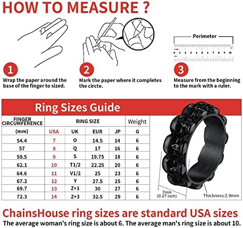 ChainsHouse Gothic Skull Rings for Men/Women,Stainless Steel Biker/Head Skeleton Punk Rings Size 7-14 for Halloween Day Party Gift��Box��