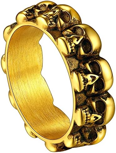 ChainsHouse Gothic Skull Rings for Men/Women,Stainless Steel Biker/Head Skeleton Punk Rings Size 7-14 for Halloween Day Party Gift��Box��