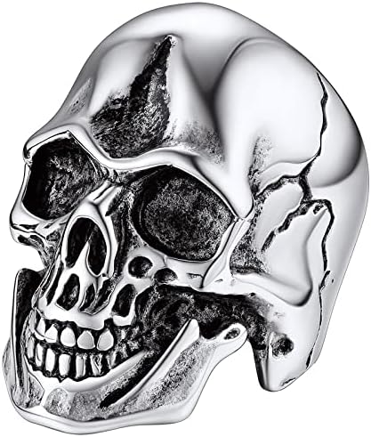 ChainsHouse Gothic Skull Rings for Men/Women,Stainless Steel Biker/Head Skeleton Punk Rings Size 7-14 for Halloween Day Party Gift��Box��
