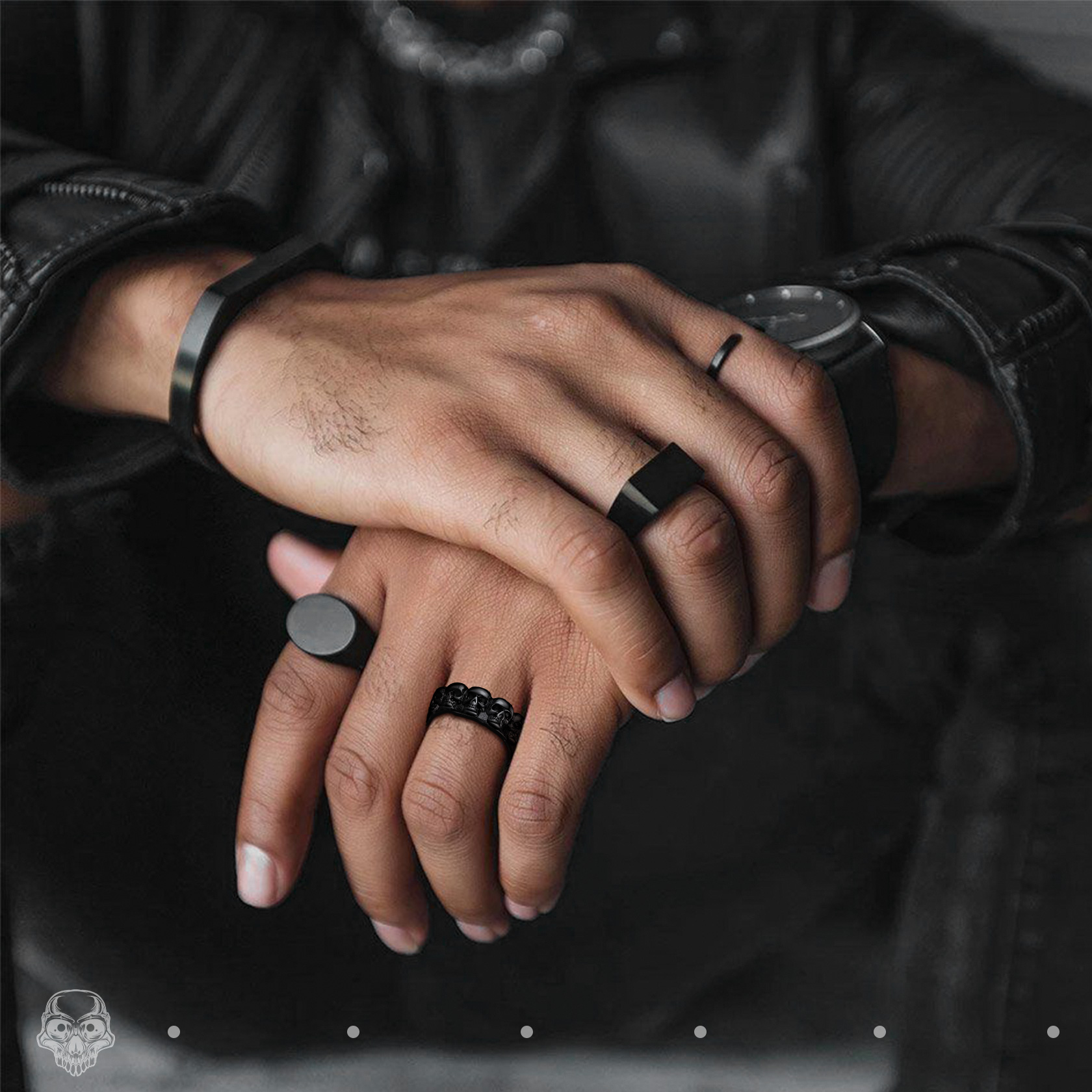 ChainsHouse Gothic Skull Rings for Men/Women,Stainless Steel Biker/Head Skeleton Punk Rings Size 7-14 for Halloween Day Party Gift��Box��