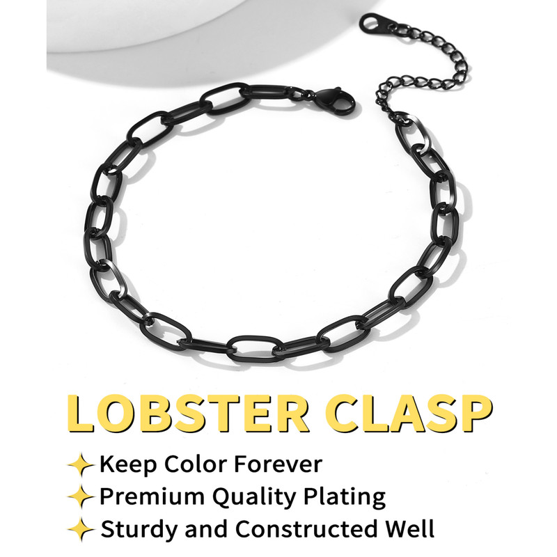 ChainsHouse Paperclip Link Anklets for Women Stainless Steel Waterproof 6mm Width Ankle Bracelets Summer Beach Jewelry with Gift Box
