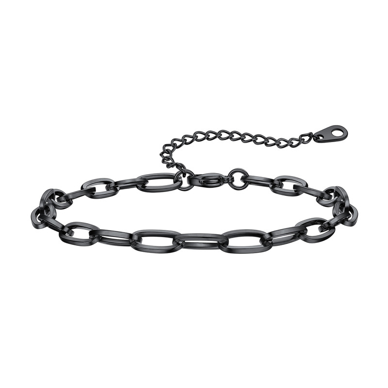 ChainsHouse Paperclip Link Anklets for Women Stainless Steel Waterproof 6mm Width Ankle Bracelets Summer Beach Jewelry with Gift Box