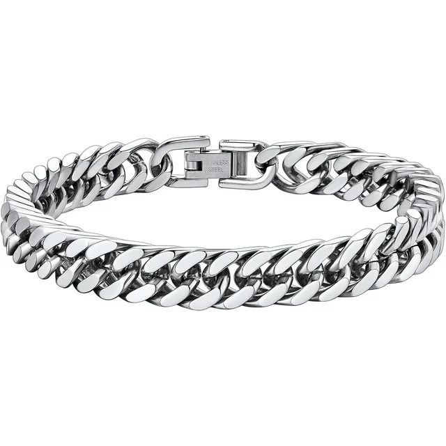 ChainsHouse Stainless Steel Cuban Link Bracelet for Women,Chain Wrist Friendship Bracelets for Girls,Bracelets for Mother's Day Jewelry(8mm/12mm/17Width )