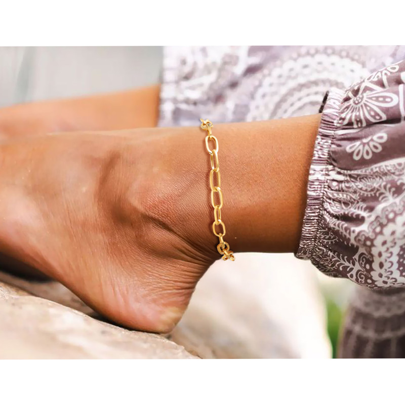 ChainsHouse Paperclip Link Anklets for Women Stainless Steel Waterproof 6mm Width Ankle Bracelets Summer Beach Jewelry with Gift Box