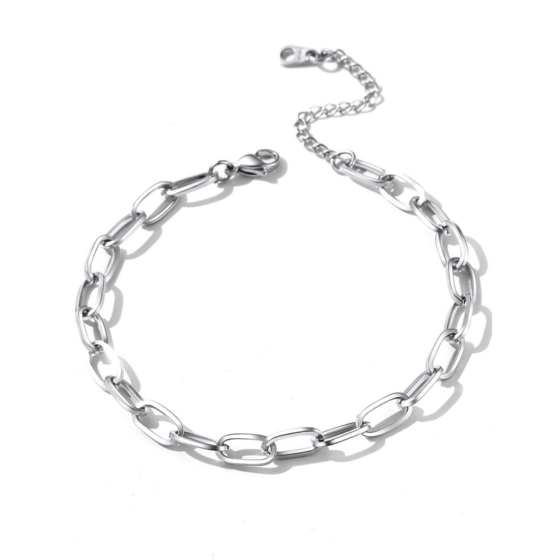 ChainsHouse Paperclip Link Anklets for Women Stainless Steel Waterproof 6mm Width Ankle Bracelets Summer Beach Jewelry with Gift Box