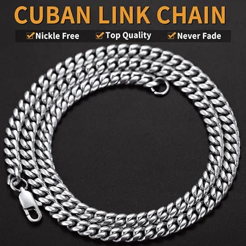 ChainsHouse Cuban Chain Necklace for Men,Chunky Curb Link Necklaces for Women Hip Hop Necklace Chains, 14" 18" 20" 22" 24" 26" 28" 30" Length,??Miami Chains 6mm/10mm/14mm Width),with Gift Box