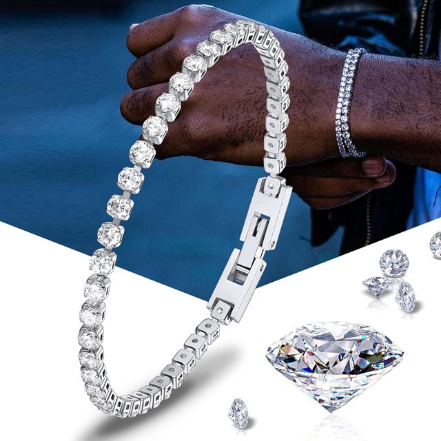 ChainsHouse Bling Diamond Chain Bracelets Stainless Steel Cubic Zirconia Cut Classic Iced Out Tennis Bracelets for Women Birthday Gift for Mom (Box)