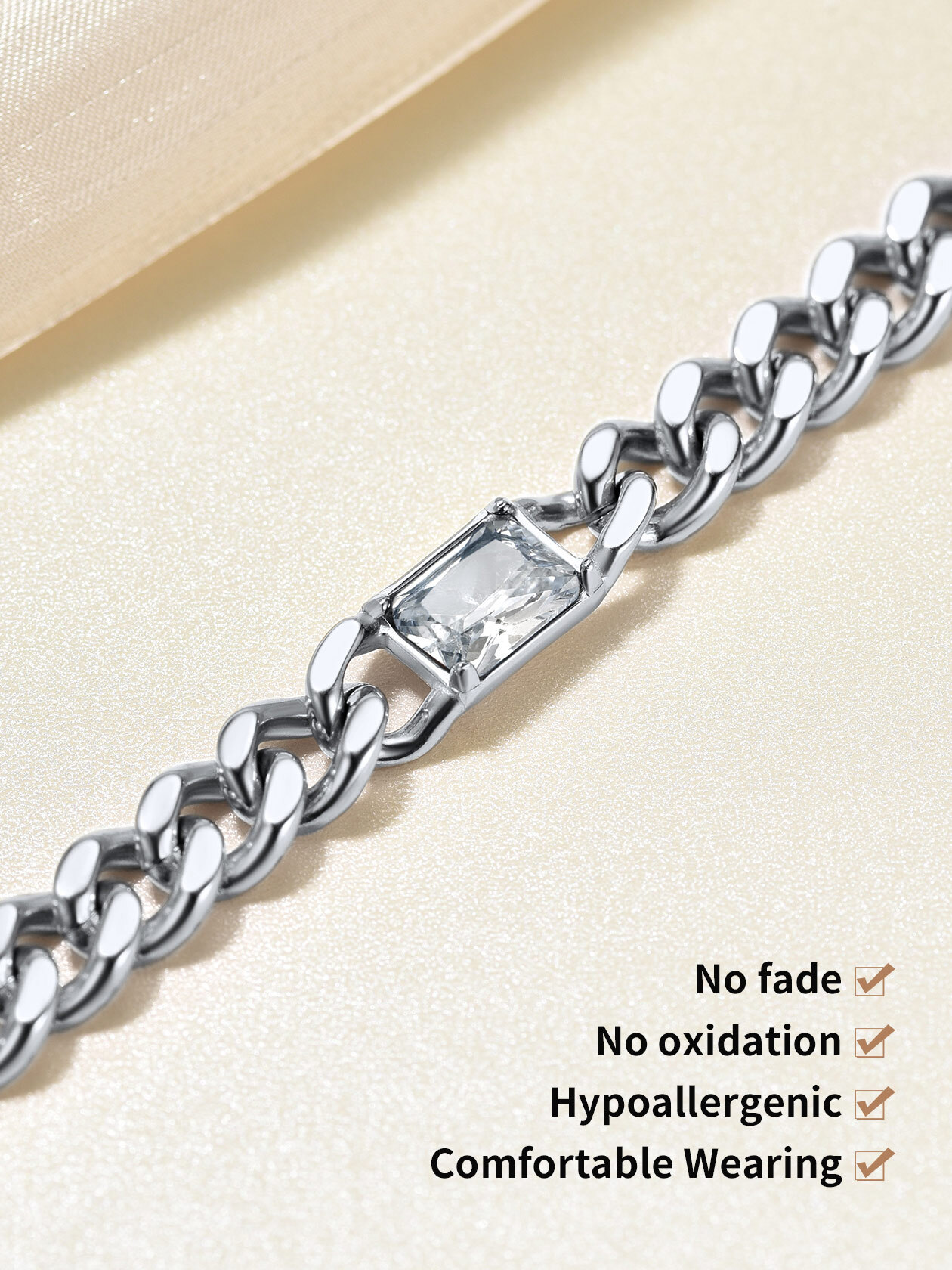 ChainsHouse Cubic Zirconia Cuban Link Choker Necklaces for Women/Men,Stainless Steel Customized Birthstone Chain Necklaces Jan - Dec 12 Months for Mother's Birthday Christmas Jewelry Gift(Box��