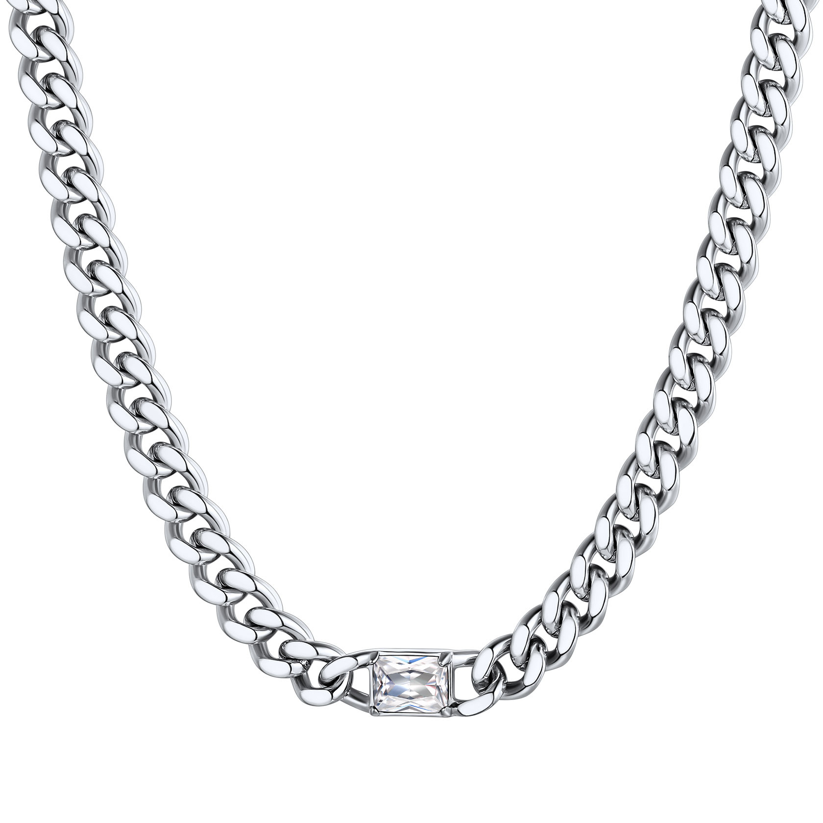 ChainsHouse Cubic Zirconia Cuban Link Choker Necklaces for Women/Men,Stainless Steel Customized Birthstone Chain Necklaces Jan - Dec 12 Months for Mother's Birthday Christmas Jewelry Gift(Box��
