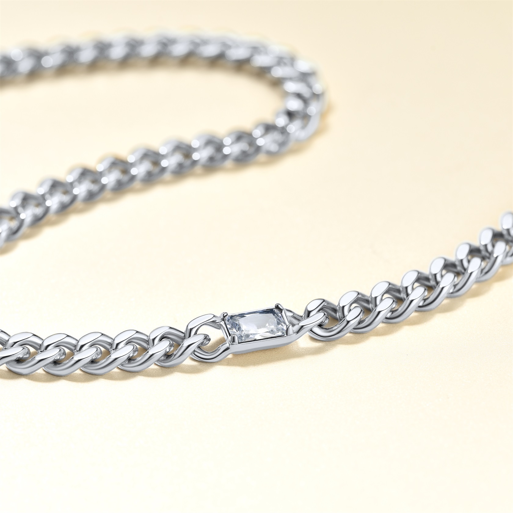 ChainsHouse Cubic Zirconia Cuban Link Choker Necklaces for Women/Men,Stainless Steel Customized Birthstone Chain Necklaces Jan - Dec 12 Months for Mother's Birthday Christmas Jewelry Gift(Box��