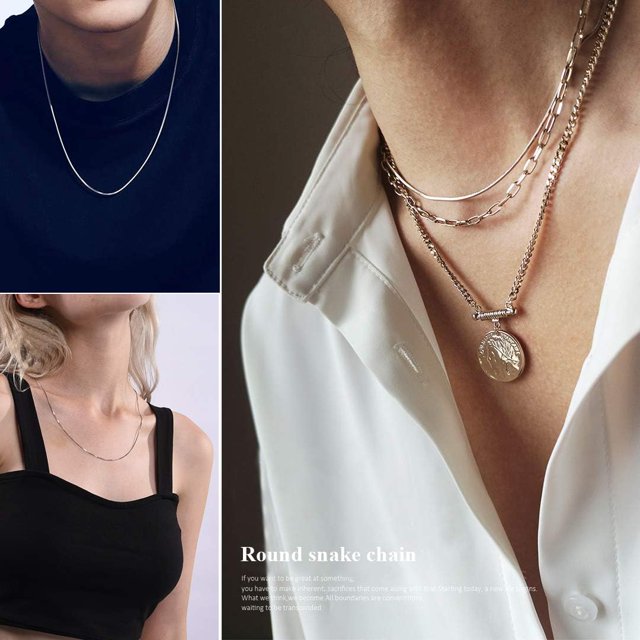 ChainsHouse Snake Necklace Chains for Women, Stainless Steel Charm Necklace Chain Rope Chain Necklaces(2mm Wide), 16"-30" Length,with Gift Box