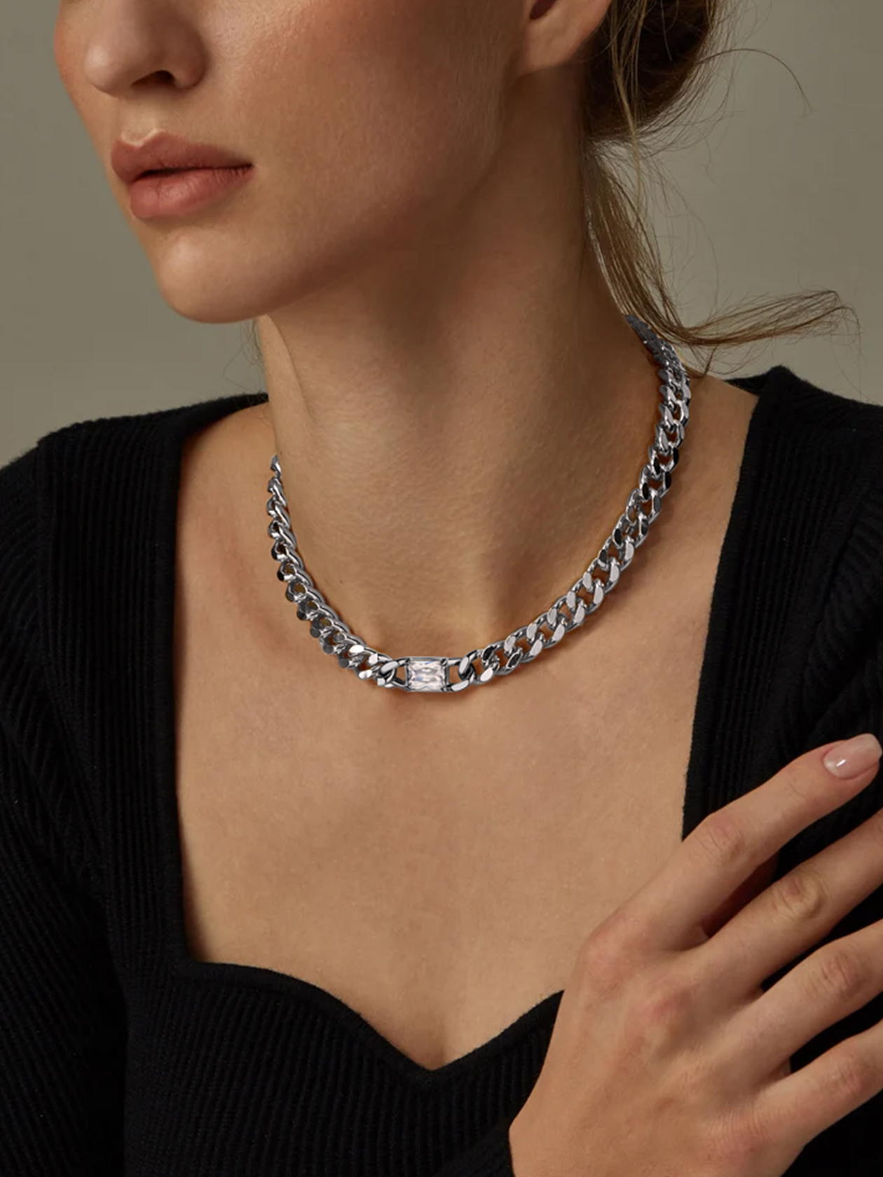 ChainsHouse Cubic Zirconia Cuban Link Choker Necklaces for Women/Men,Stainless Steel Customized Birthstone Chain Necklaces Jan - Dec 12 Months for Mother's Birthday Christmas Jewelry Gift(Box��