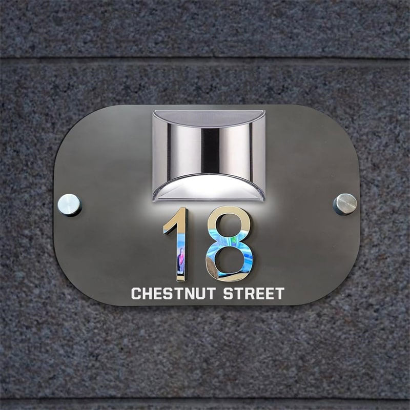 Personalized Solar 3D House Number Sign