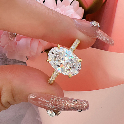 4Ct Classic Oval Cut  Engagement Ring In Sterling Silver-Sterling Silver-lornajewelry