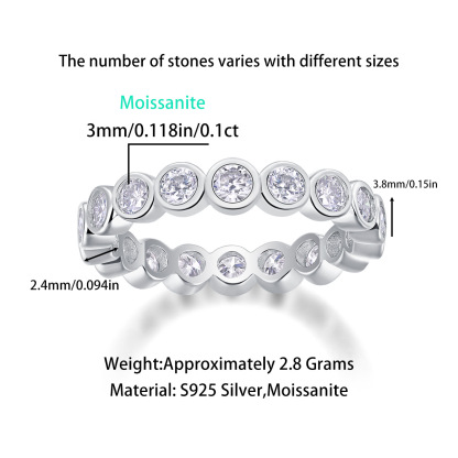 Moissanite Milgrain Bezel Set Full Eternity Wedding Band Stackable Ring-Sterling Silver-lornajewelry