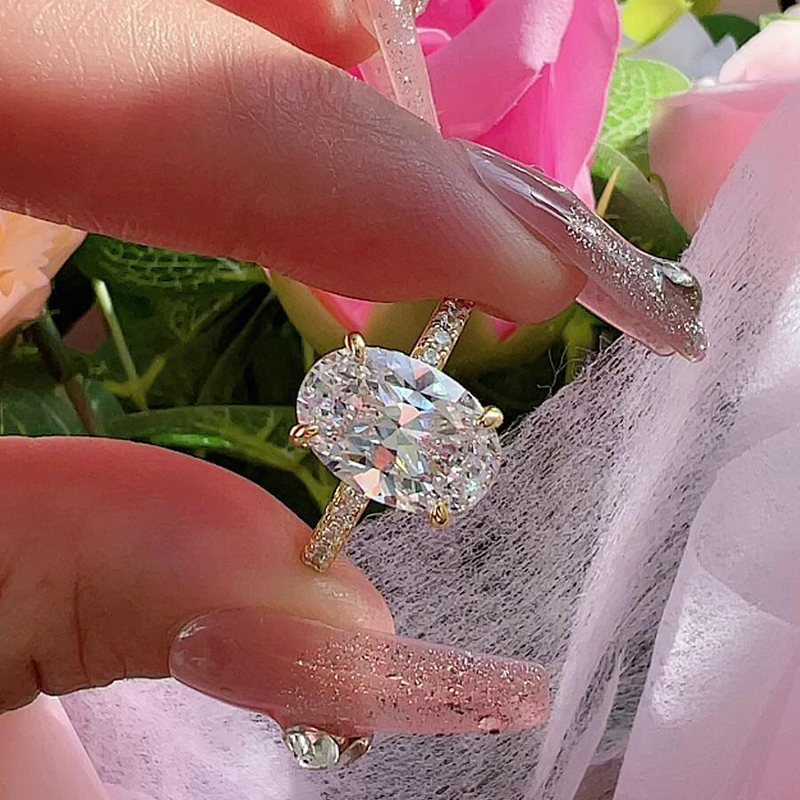 4Ct Classic Oval Cut  Engagement Ring In Sterling Silver-Sterling Silver-lornajewelry