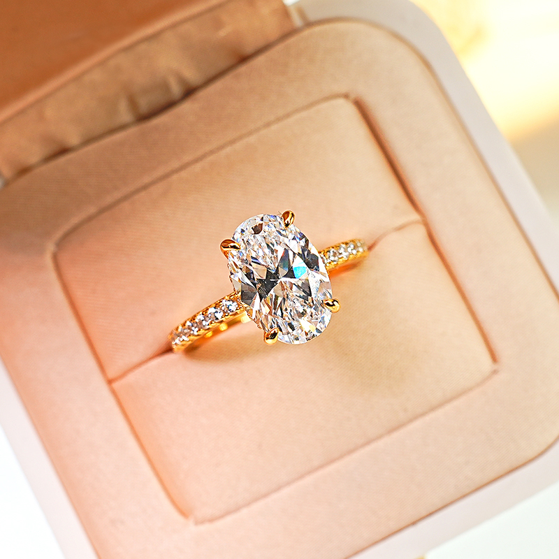 4Ct Classic Oval Cut  Engagement Ring In Sterling Silver-Sterling Silver-lornajewelry