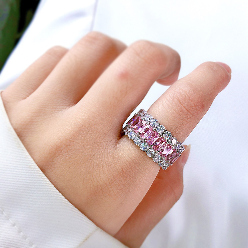 Multi-Color Full Eternity Band – 8 Vibrant Variants in Baguette & Round Cut-Sterling Silver-lornajewelry