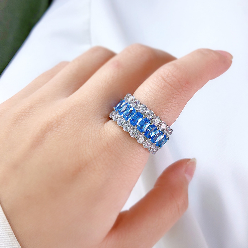 Multi-Color Full Eternity Band – 8 Vibrant Variants in Baguette & Round Cut-Sterling Silver-lornajewelry