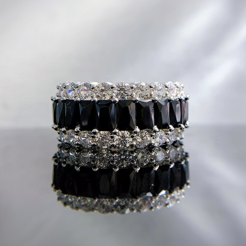 Multi-Color Full Eternity Band – 8 Vibrant Variants in Baguette & Round Cut-Sterling Silver-lornajewelry