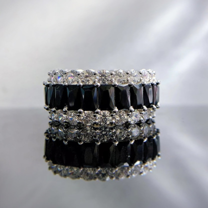 Multi-Color Full Eternity Band – 8 Vibrant Variants in Baguette & Round Cut-Sterling Silver-lornajewelry