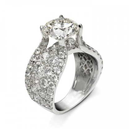 4Ct Round Cut White Gemstone Intricate Design Ring-Sterling Silver-lornajewelry