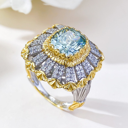 3.5Ct Luxury Cushion Cut Green Tourmaline Intricate Design Buccellati Style Ring-Sterling Silver-lornajewelry