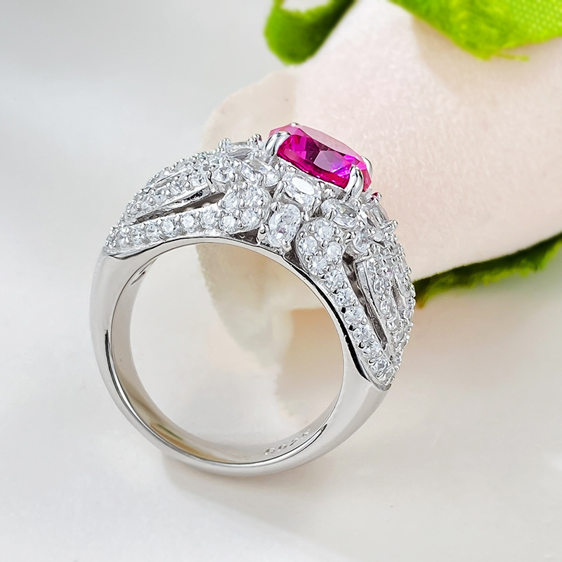 2.0Ct Luxury Pink Round Gemstone Ornate Halo Ring-Sterling Silver-lornajewelry