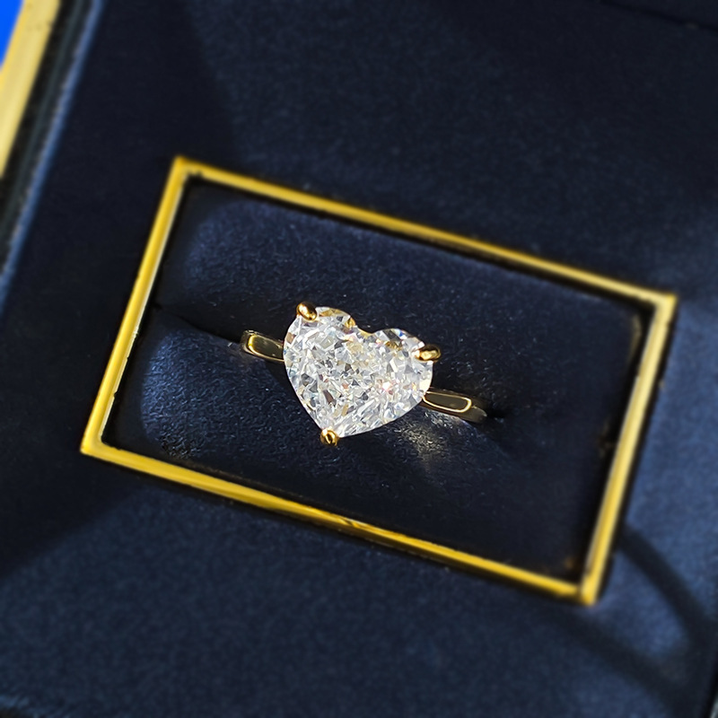 3Ct White Heart Cut Solitaire Ring-Sterling Silver-lornajewelry