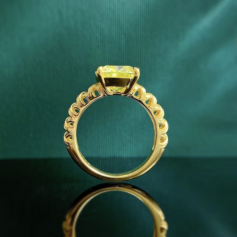 4.5Ct Olive Green Cushion Cut Twisted Band Ring-Sterling Silver-lornajewelry