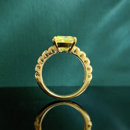 4.5Ct Olive Green Cushion Cut Twisted Band Ring-Sterling Silver-lornajewelry