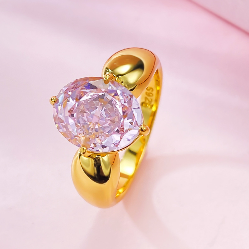 3Ct Pink Oval Cut Classic Solitaire Setting Ring-Sterling Silver-lornajewelry