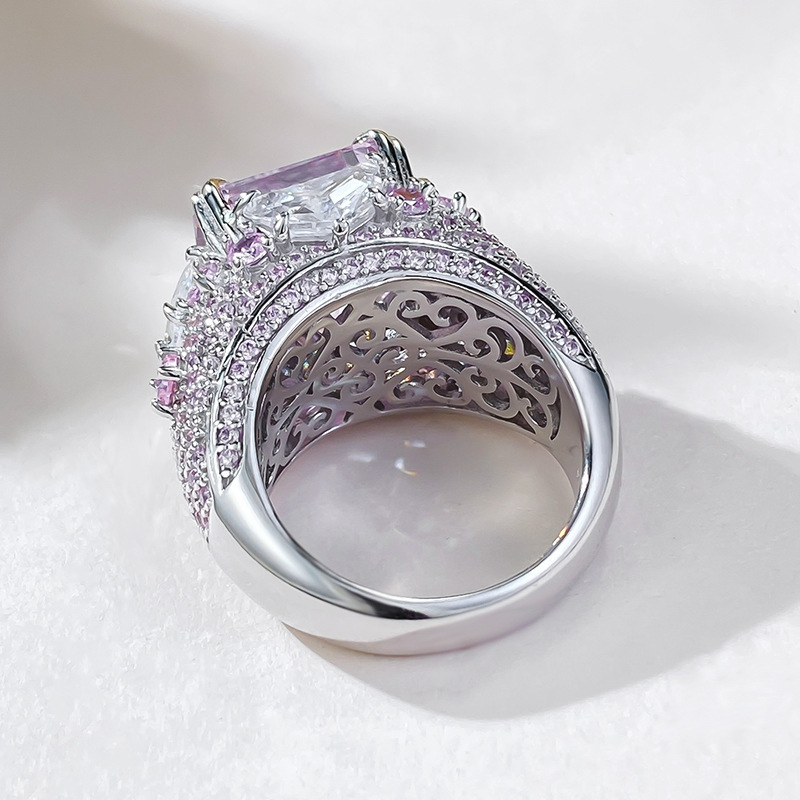 7Ct Luxury Lavender color Cushion Gemstone Side Stone Accents Ring-Sterling Silver-lornajewelry