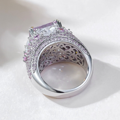 7Ct Luxury Lavender color Cushion Gemstone Side Stone Accents Ring-Sterling Silver-lornajewelry