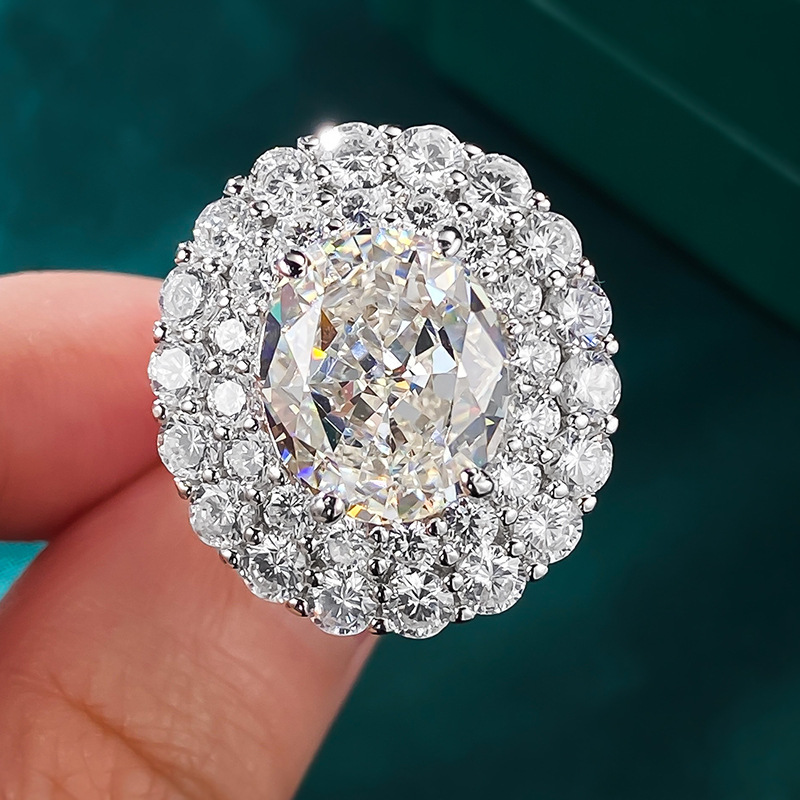 6Ct Luxury Oval Cut White Gemstone Double Halo Ring-Sterling Silver-lornajewelry