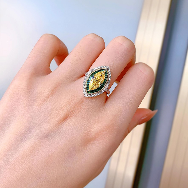 2Ct Marquise Cut Yellow Gemstone Double Halo Ring-Sterling Silver-lornajewelry