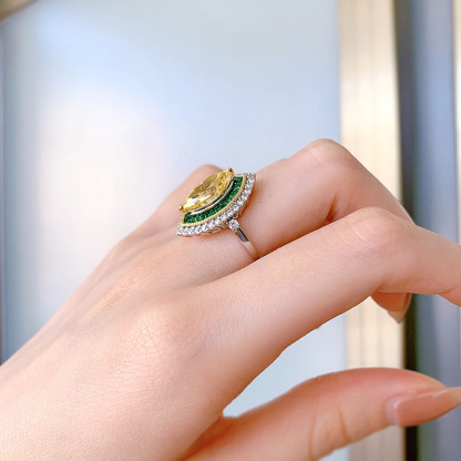 2Ct Marquise Cut Yellow Gemstone Double Halo Ring-Sterling Silver-lornajewelry