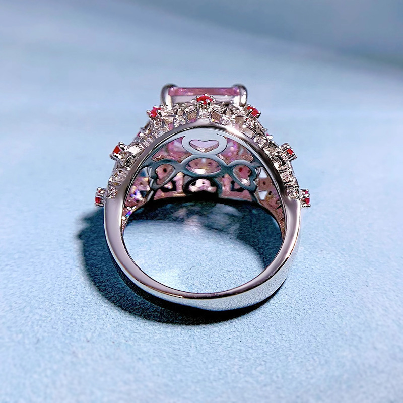 5Ct Pink Radiant Cut Vintage Filigree Setting Ring-Sterling Silver-lornajewelry