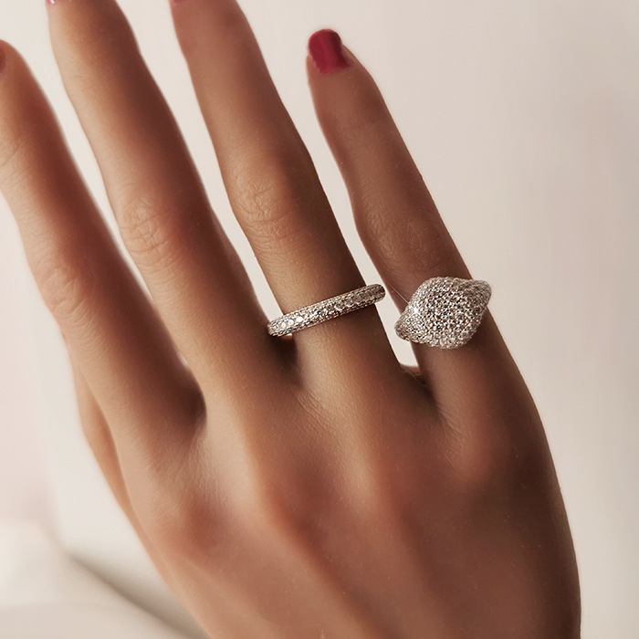 Glistening Full Pave Ring-Sterling Silver-lornajewelry