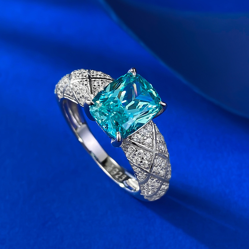 2.5Ct Luxury Cushion Cut Paraiba Gemstone Ring White Accent Band-Sterling Silver-lornajewelry