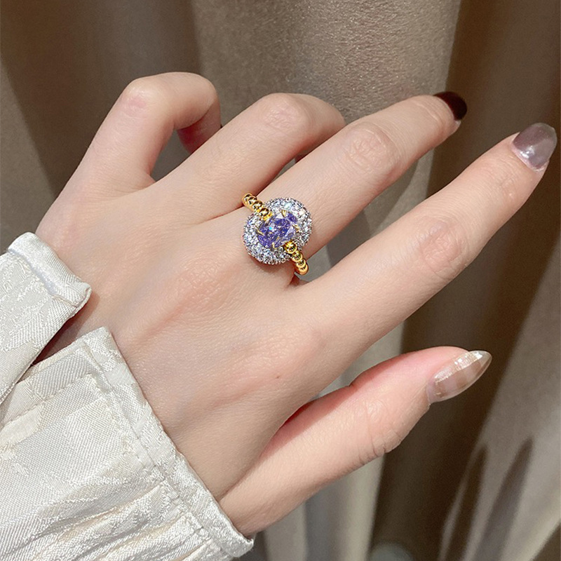 1Ct Statement Purple Oval Stone Halo Ring Gold Band-Sterling Silver-lornajewelry