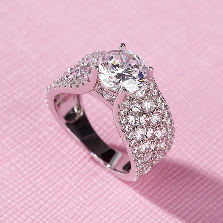 4Ct Round Cut White Gemstone Intricate Design Ring-Sterling Silver-lornajewelry