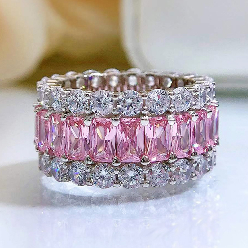 Multi-Color Full Eternity Band – 8 Vibrant Variants in Baguette & Round Cut-Sterling Silver-lornajewelry