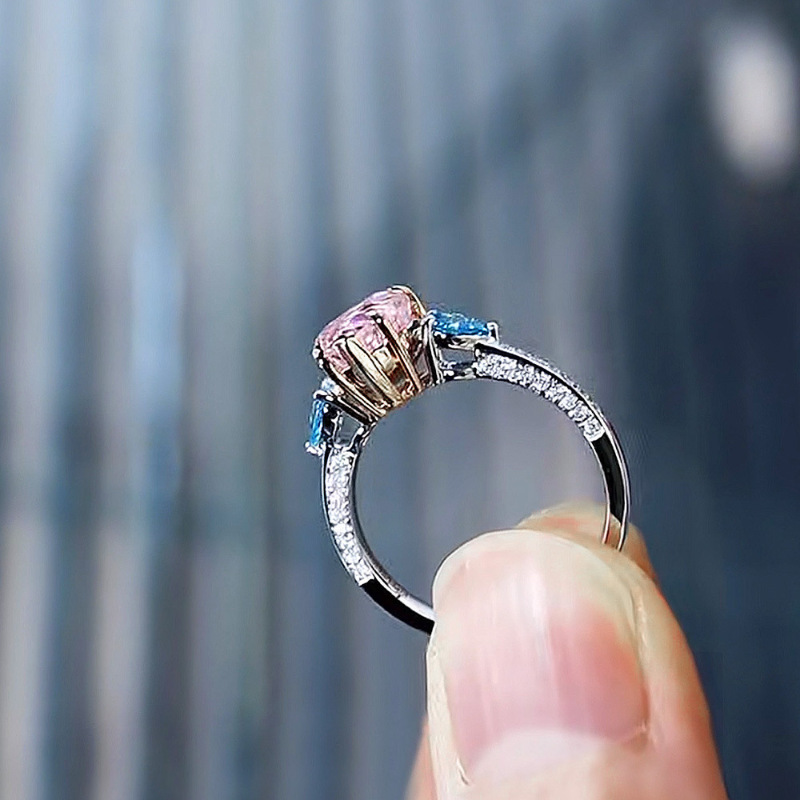 2.5Ct Pink Heart Cut Three-Stone Ring-Sterling Silver-lornajewelry