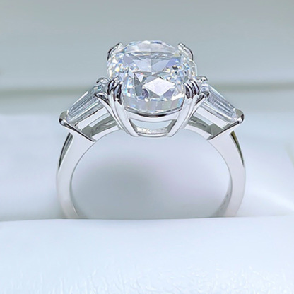 3.5Ct White Oval Cut Three-Stone Ring-Sterling Silver-lornajewelry